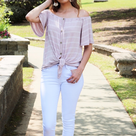 Blush Pink Tie Front Top - Picture 5 of 5